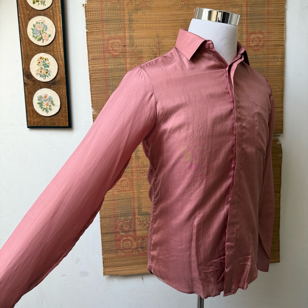 Vintage Silk Pink Dress Shirt - Picture 3 of 14